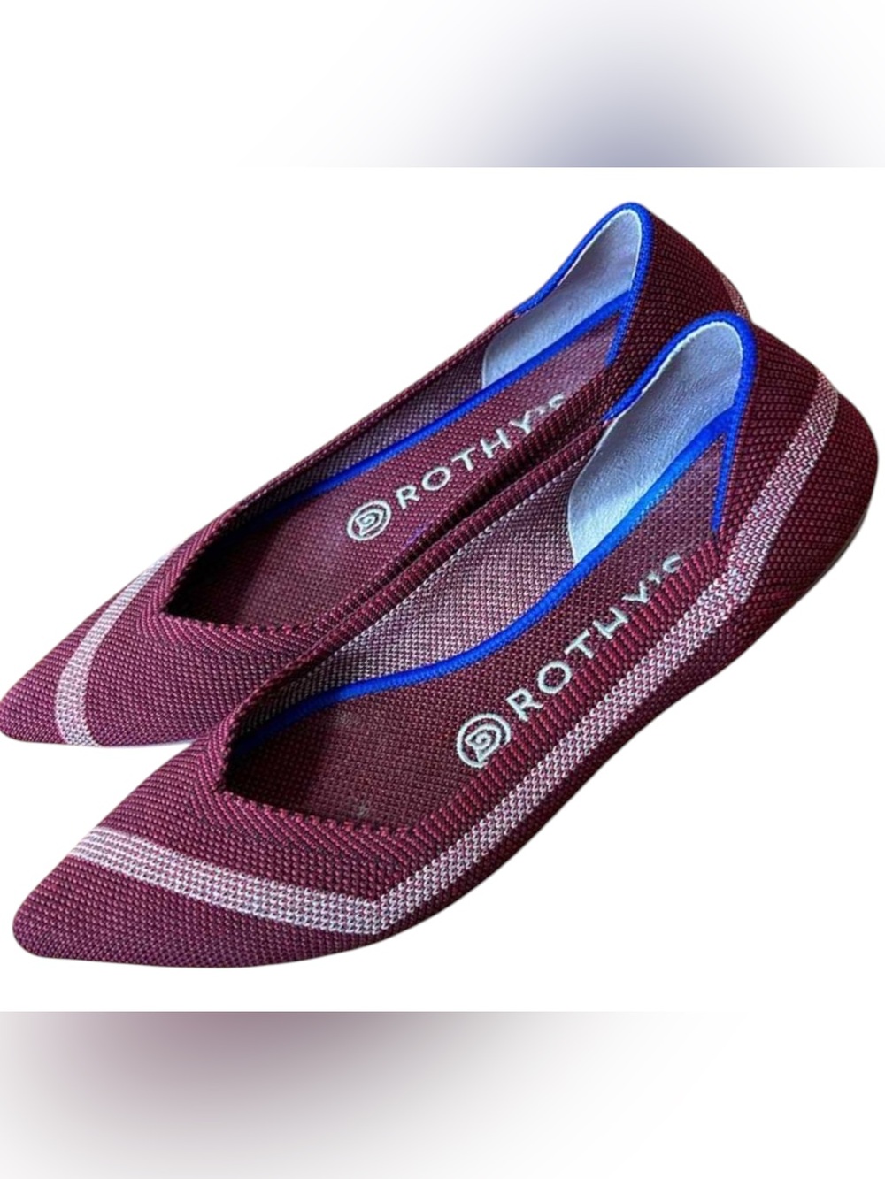 Rothy's ~ The Point ~ Flat ~ Knit Upper ~ High Visibility Stripes ~ Never Worn. - Picture 5 of 10